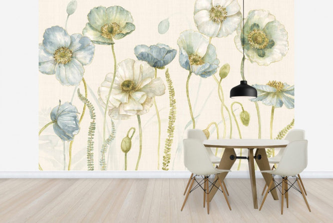 PHOTOWALL / My Greenhouse Flowers on Linen - Cream (e30391)