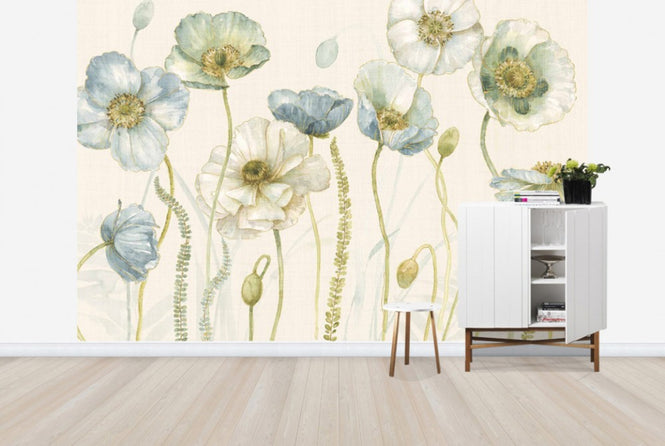 PHOTOWALL / My Greenhouse Flowers on Linen - Cream (e30391)