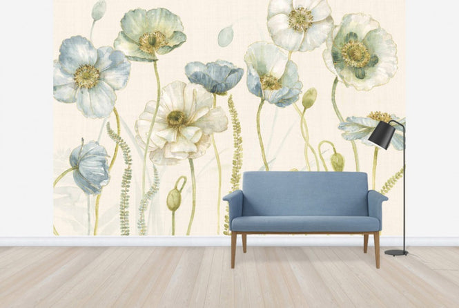 PHOTOWALL / My Greenhouse Flowers on Linen - Cream (e30391)