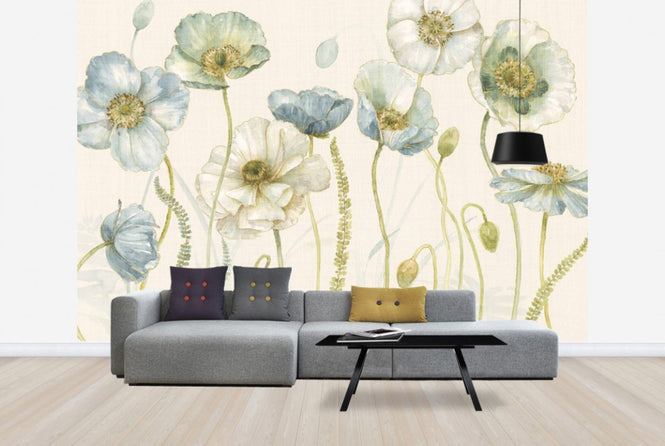 PHOTOWALL / My Greenhouse Flowers on Linen - Cream (e30391)