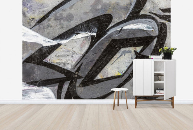 PHOTOWALL / Grey Graffiti Detail (e40669)