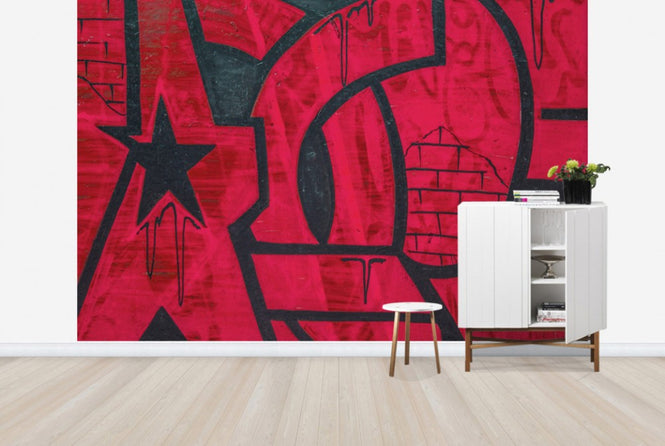 PHOTOWALL / Red Detail from Graffiti Wall (e40678)