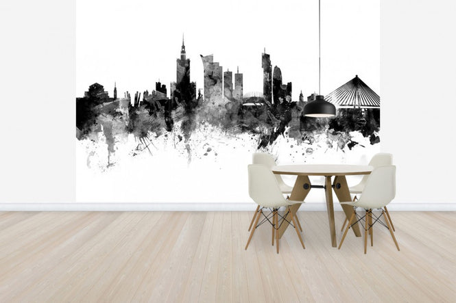 PHOTOWALL / Warsaw Skyline Black (e30499)