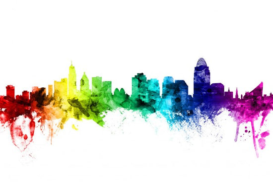 PHOTOWALL / Cincinnati Ohio Skyline Rainbow (e30520)