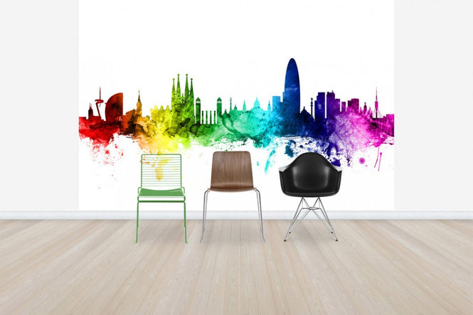 PHOTOWALL / Barcelona Skyline Rainbow (e30534)