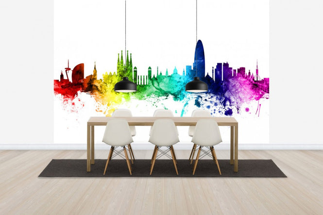 PHOTOWALL / Barcelona Skyline Rainbow (e30534)