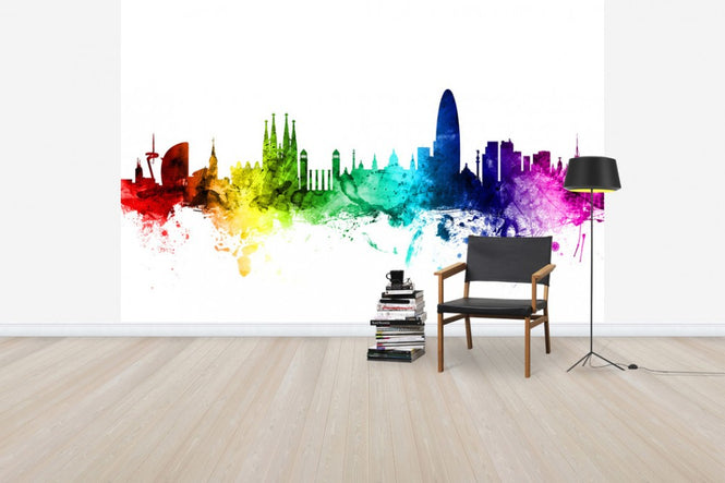 PHOTOWALL / Barcelona Skyline Rainbow (e30534)