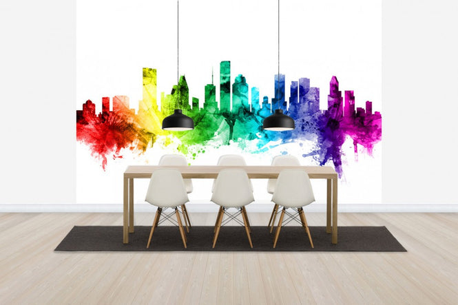 PHOTOWALL / Houston Texas Skyline Rainbow (e30537)