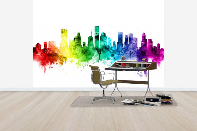 PHOTOWALL / Houston Texas Skyline Rainbow (e30537)