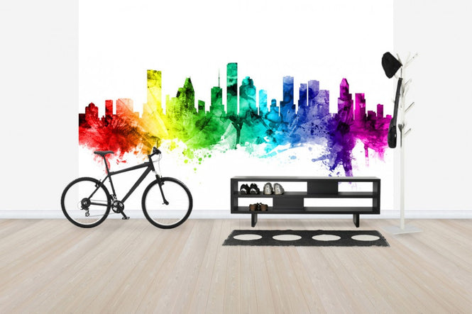 PHOTOWALL / Houston Texas Skyline Rainbow (e30537)
