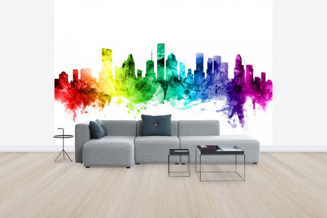 PHOTOWALL / Houston Texas Skyline Rainbow (e30537)