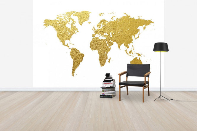 PHOTOWALL / World Map Gold (e30540)