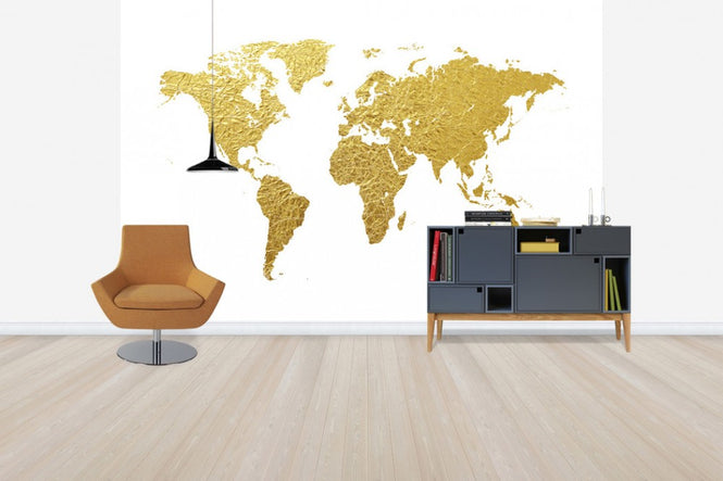 PHOTOWALL / World Map Gold (e30540)