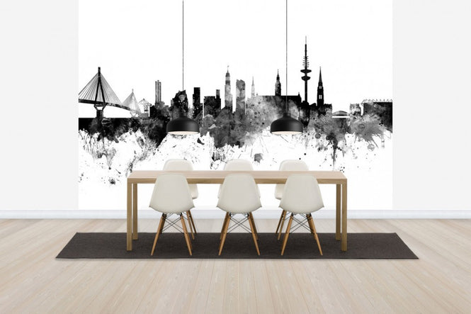 PHOTOWALL / Hamburg Skyline Black (e30567)