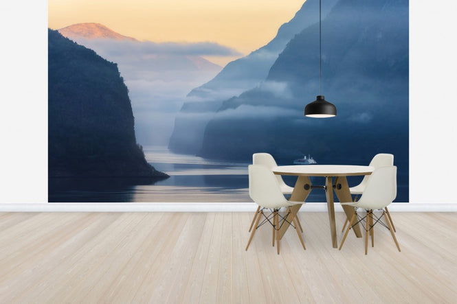PHOTOWALL / Norwegian Fjord in Fog (e30676)