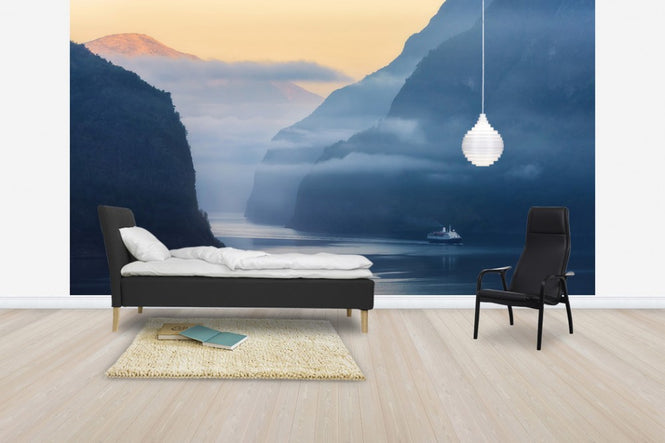 PHOTOWALL / Norwegian Fjord in Fog (e30676)