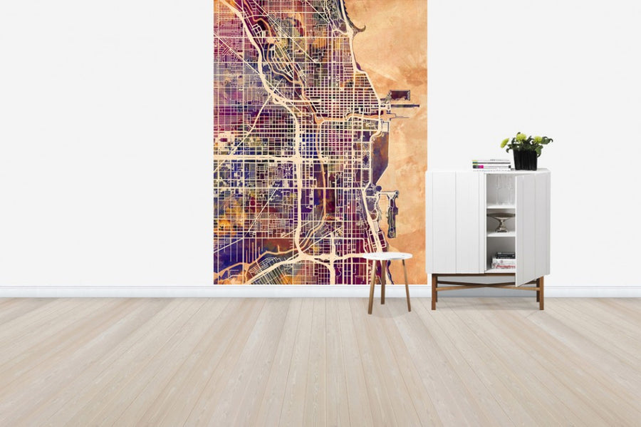 PHOTOWALL / Chicago Street Map Purple (e50083)