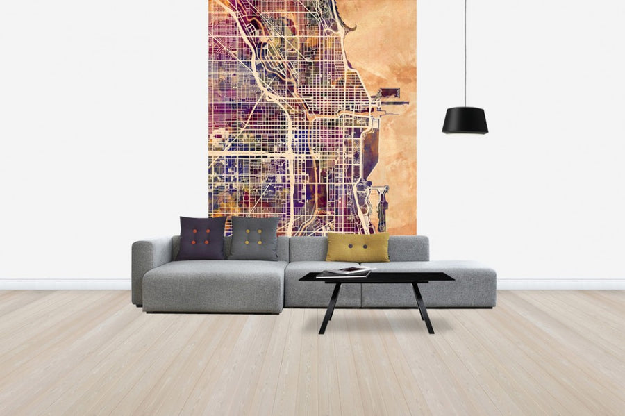 PHOTOWALL / Chicago Street Map Purple (e50083)