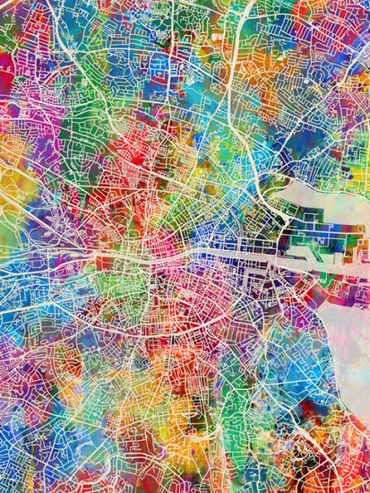 PHOTOWALL / Dublin Street Map Multicolour (e50084)