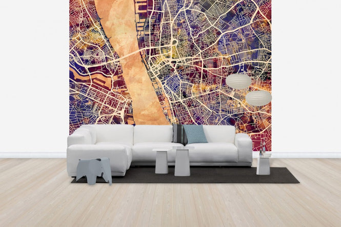 PHOTOWALL / Liverpool Street Map Purple (e50090)