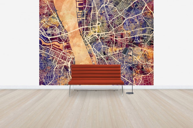 PHOTOWALL / Liverpool Street Map Purple (e50090)