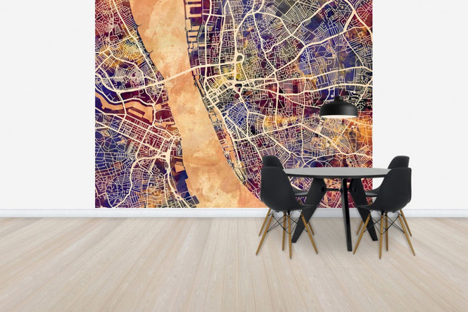 PHOTOWALL / Liverpool Street Map Purple (e50090)