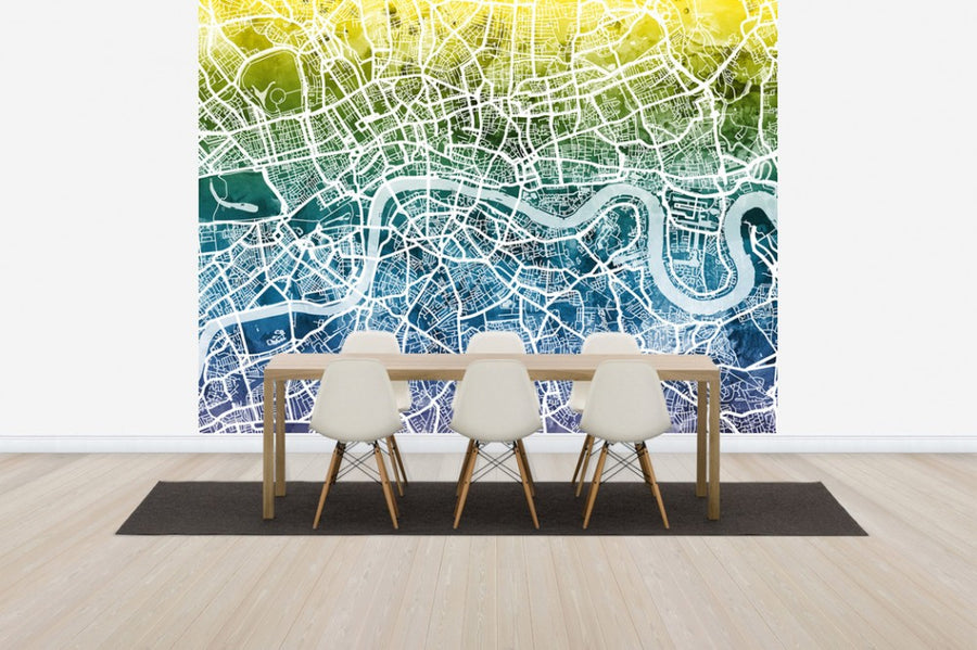PHOTOWALL / London Street Map Bluegreen (e50092)