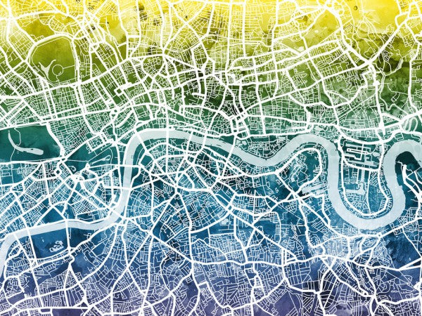 PHOTOWALL / London Street Map Bluegreen (e50092)