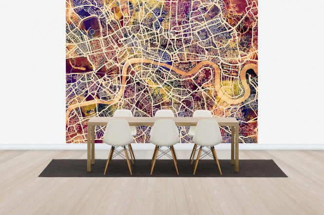PHOTOWALL / London Street Map Purple (e50094)