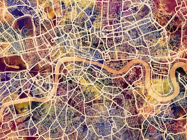 PHOTOWALL / London Street Map Purple (e50094)