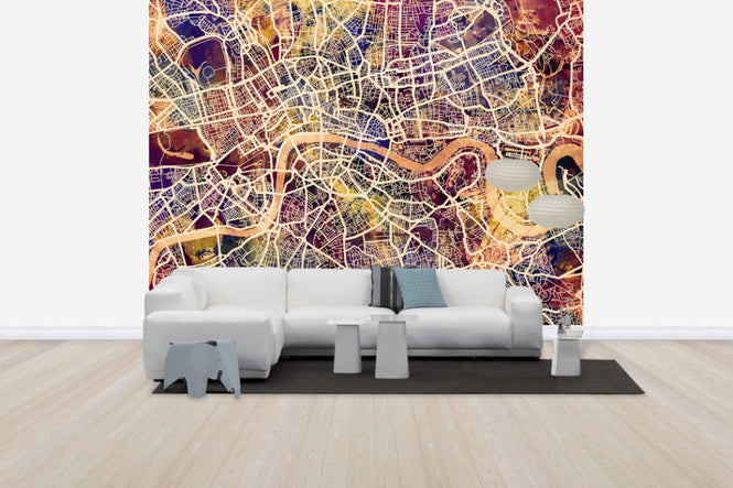 PHOTOWALL / London Street Map Purple (e50094)