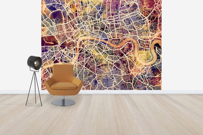 PHOTOWALL / London Street Map Purple (e50094)