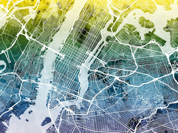 PHOTOWALL / New York Street Map Bluegreen (e50099)