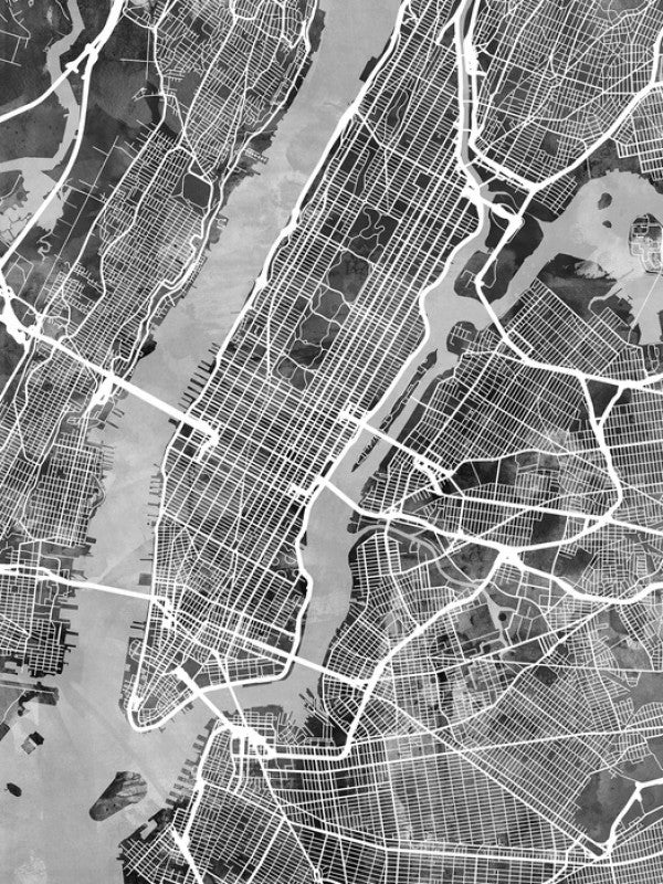 PHOTOWALL / New York Street Map B/W (e50100)
