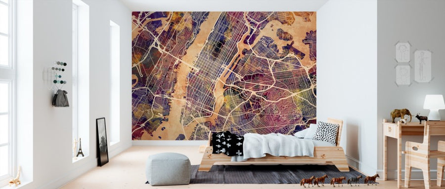 PHOTOWALL / New York Street Map Purple (e50102)