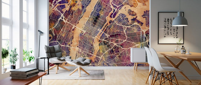 PHOTOWALL / New York Street Map Purple (e50102)