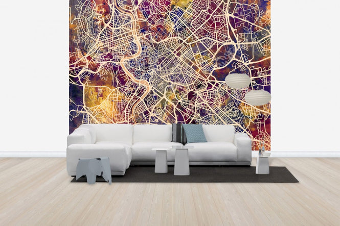 PHOTOWALL / Rome Street Map Purple (e50108)