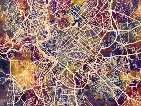 PHOTOWALL / Rome Street Map Purple (e50108)
