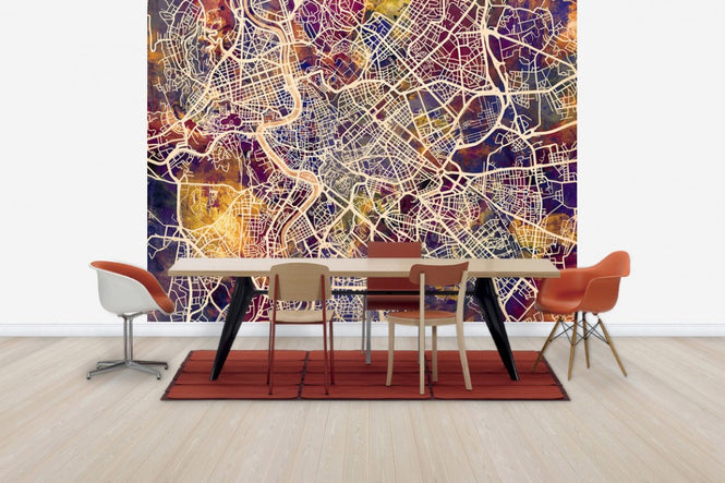 PHOTOWALL / Rome Street Map Purple (e50108)