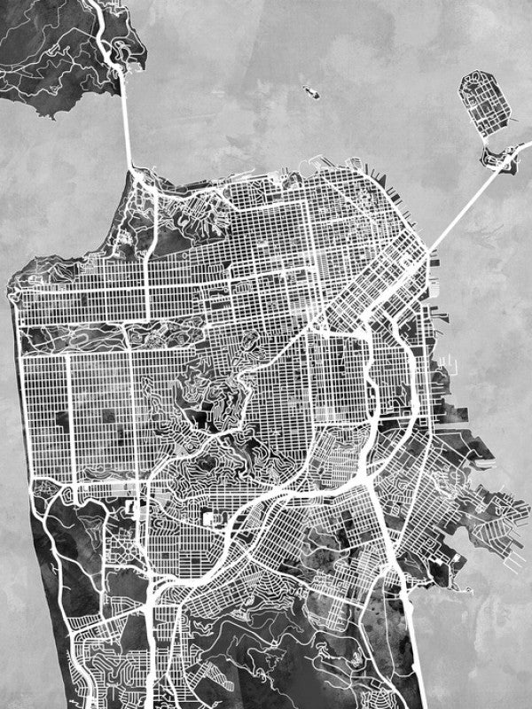 PHOTOWALL / San Fransisco Street Map B/W (e50110)