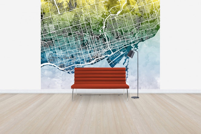 PHOTOWALL / Toronto Street Map Bluegreen (e50114)