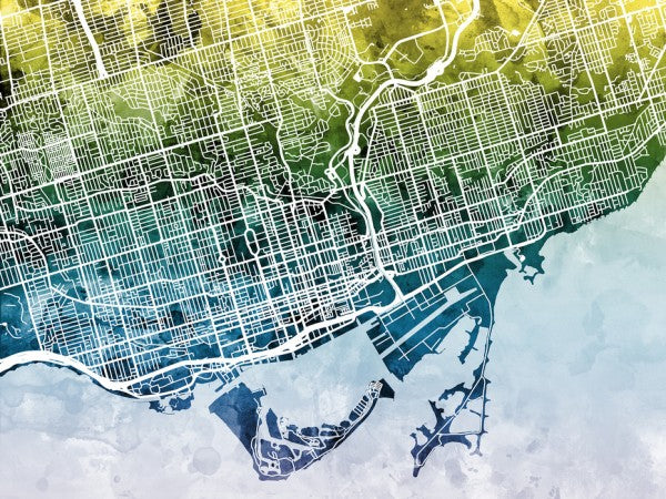 PHOTOWALL / Toronto Street Map Bluegreen (e50114)