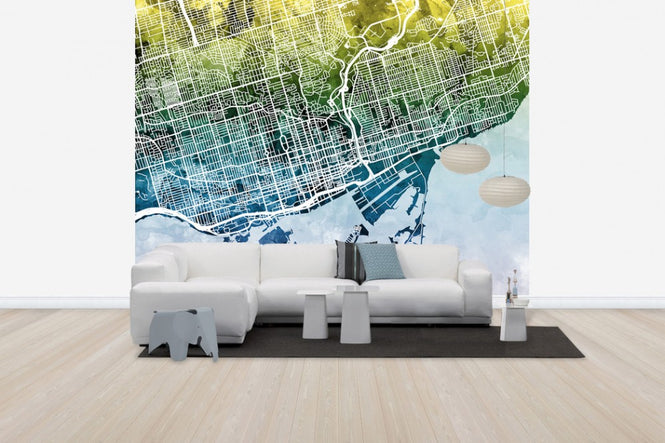 PHOTOWALL / Toronto Street Map Bluegreen (e50114)