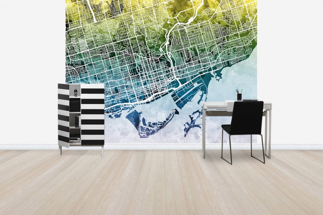 PHOTOWALL / Toronto Street Map Bluegreen (e50114)
