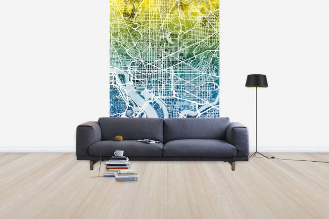 PHOTOWALL / Washington DC Street Map Bluegreen (e50115)