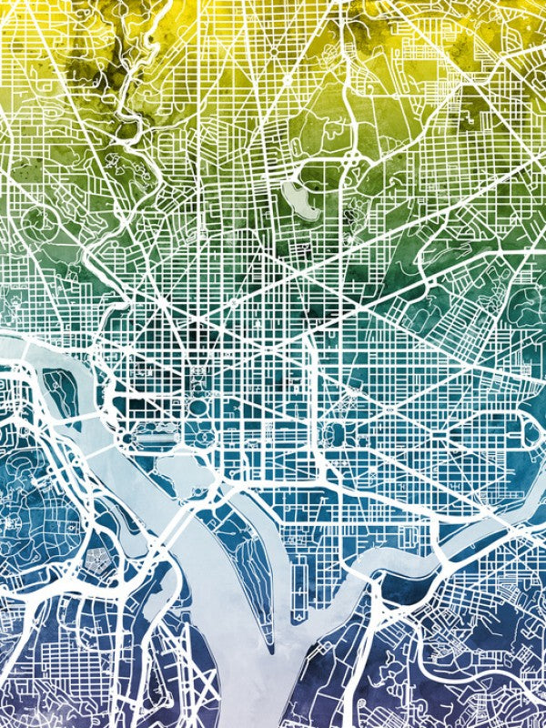PHOTOWALL / Washington DC Street Map Bluegreen (e50115)