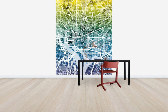 PHOTOWALL / Washington DC Street Map Bluegreen (e50115)