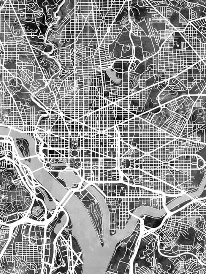 PHOTOWALL / Washington DC Street Map B/W (e50116)