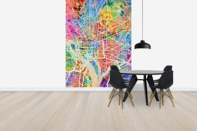 PHOTOWALL / Washington DC Street Map Multicolour (e50117)