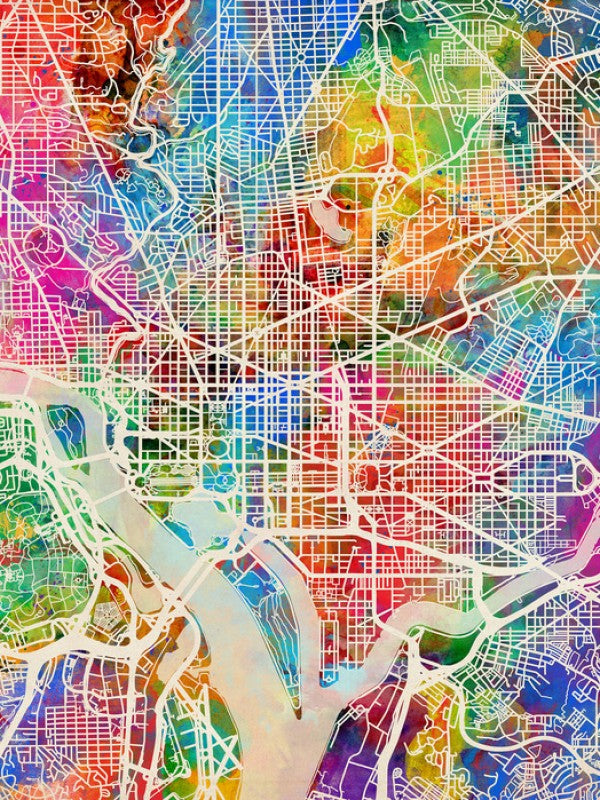 PHOTOWALL / Washington DC Street Map Multicolour (e50117)